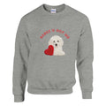 Unisex cotton sweatshirt 'Babes U Got Me' featuring a cute puppy and heart design, perfect love gift.