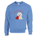 Unisex cotton sweatshirt in blue with "Babes U Got Me" text and a cute puppy graphic, perfect as a love gift.