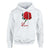Red Rose unisex pullover hoodie featuring a vibrant rose graphic, crafted for comfort and style in a cotton-poly blend.