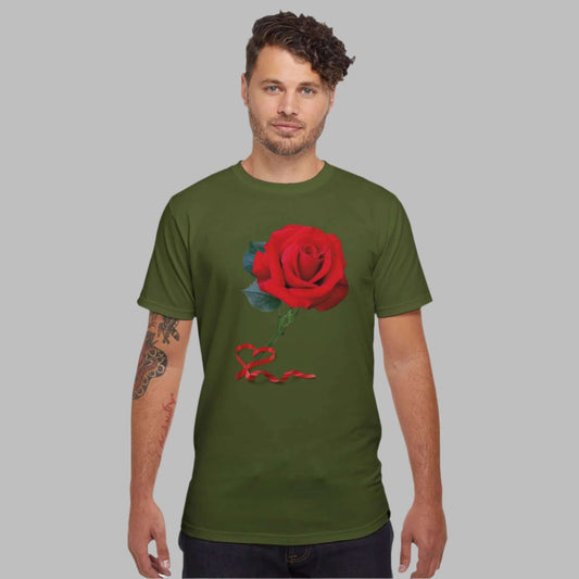 A red Rose on a unisex T-shirt