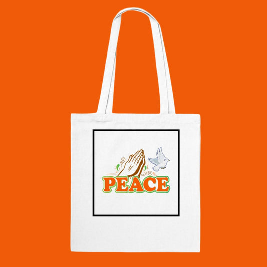 Tote Bag with the image of pray for peace and  dove