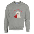 Unisex cotton sweatshirt 'Babes U Got Me' featuring a cute puppy and heart design, perfect love gift.