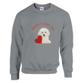 Unisex cotton sweatshirt 'Babes U Got Me' featuring a cute puppy and heart design, perfect love gift.