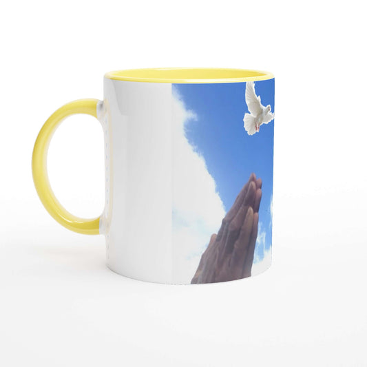 Pray -White 11oz Ceramic Mug with Color Inside
